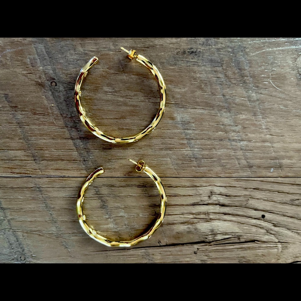 Jennifer Miller 2” gold and faux diamond hoops